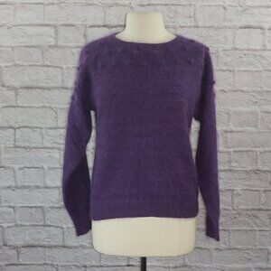 Vintage 80s Purple Bobble Lambswool Angora Sweater